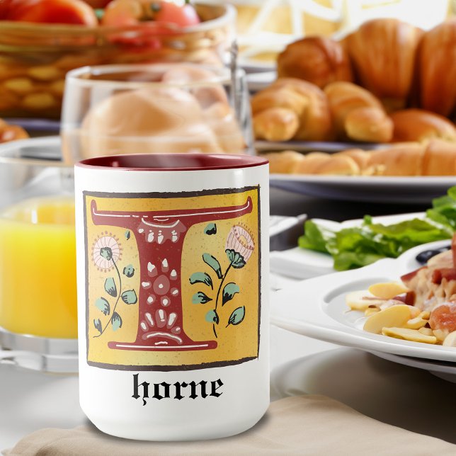 Mediaeval Floral Illuminated Letter T Monogram Mug (Creator Uploaded)