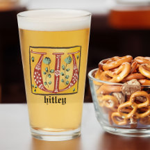 Mediaeval Floral Illuminated Letter W Monogram