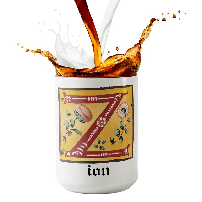 Mediaeval Floral Illuminated Letter Z Monogram Mug (Creator Uploaded)