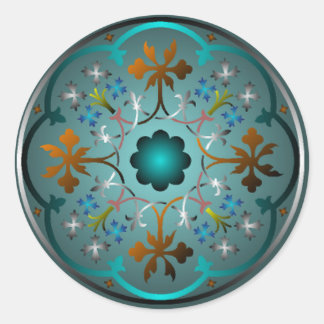 Mediaeval Floral Pattern Classic Round Sticker
