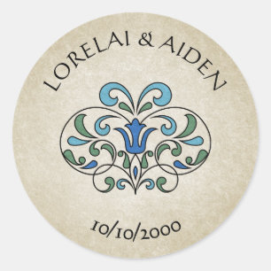 Mediaeval Floral Wedding Classic Round Sticker