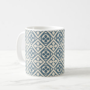 Mediaeval Flower and Leaf Tiles - Slate Blue Coffe Coffee Mug