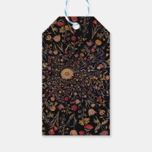 Mediaeval Flowers on Black Gift Tags