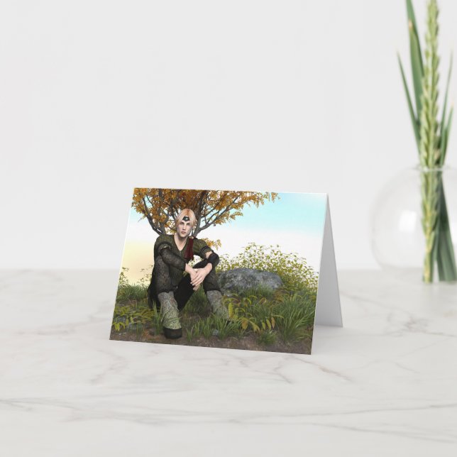 Mediaeval Forest Prince Fantasy Portrait Card (Front)