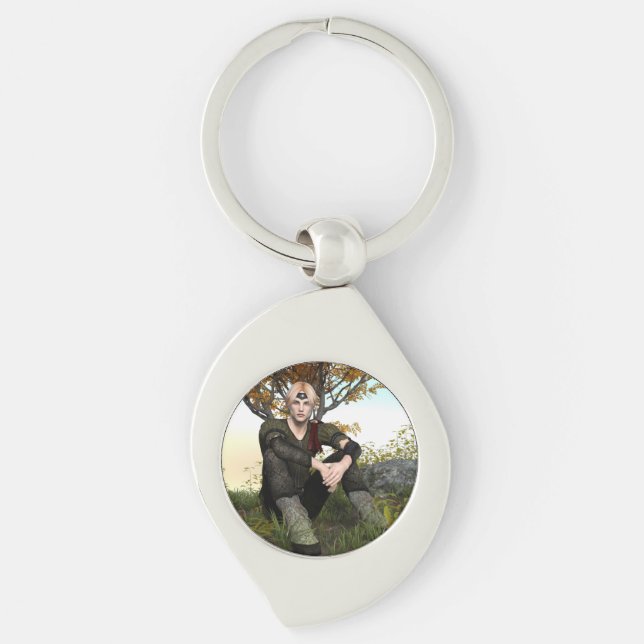 Mediaeval Forest Prince Fantasy Portrait Key Ring (Front)
