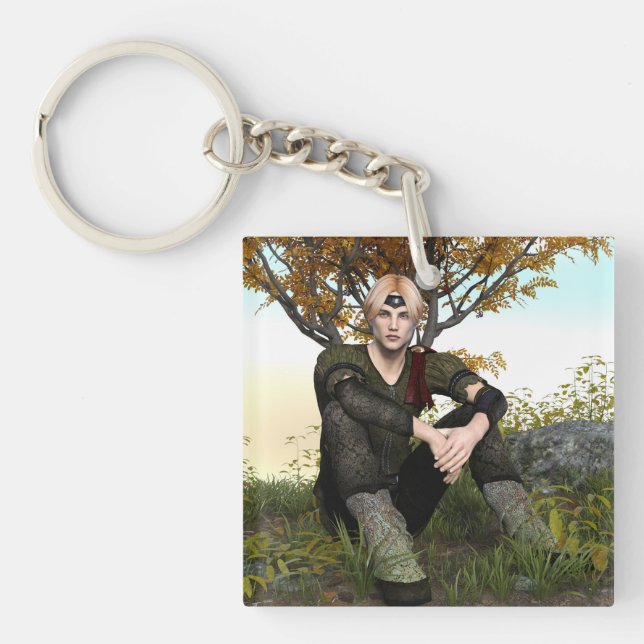 Mediaeval Forest Prince Fantasy Portrait Key Ring (Front)