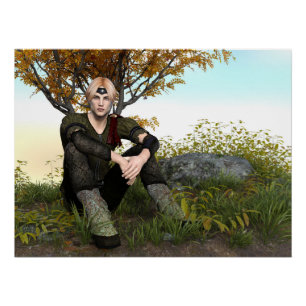 Mediaeval Forest Prince Fantasy Portrait Poster
