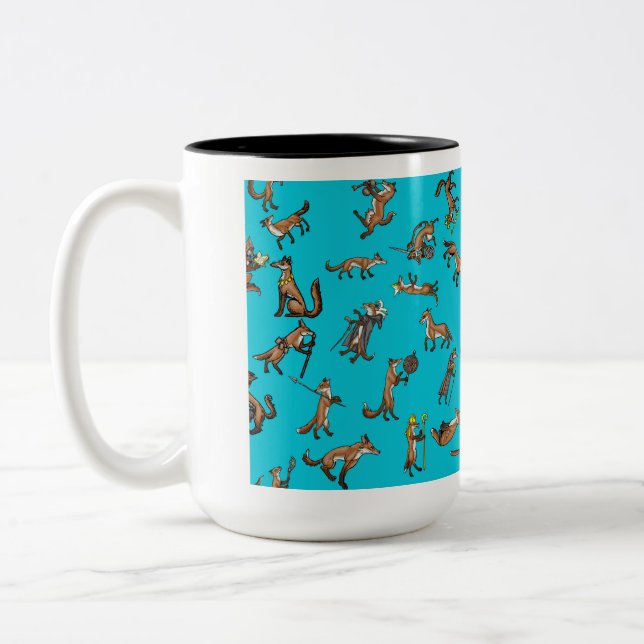 Mediaeval Foxes Two-Tone Coffee Mug (Left)
