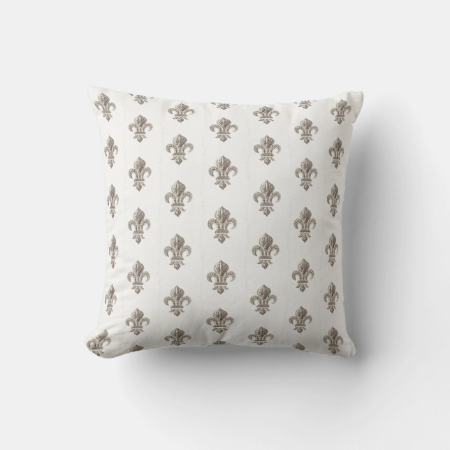 Mediaeval French Fleur de Lis Throw Pillow (Front)
