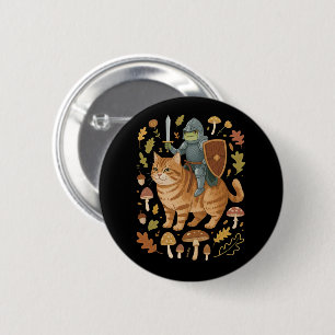 Mediaeval Frog on Orange Cat Goblincore Weird Stuf 6 Cm Round Badge