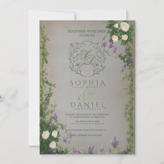 Mediaeval Garden Romance Wedding Invitation (Front)