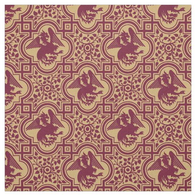 Mediaeval Germanic Griffin Dragon Pattern Fabric (Swatch)