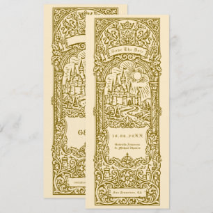 Mediaeval Gold Wedding Bookmark Save The Date Invitation