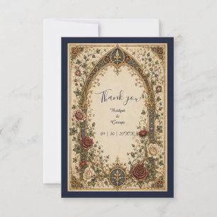 Mediaeval Gothic Botanical Arch Floral Wedding Thank You Card