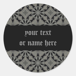 Mediaeval gothic flower customisable classic round sticker