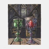 Mediaeval Gothic Green Red Goblet Castle Library