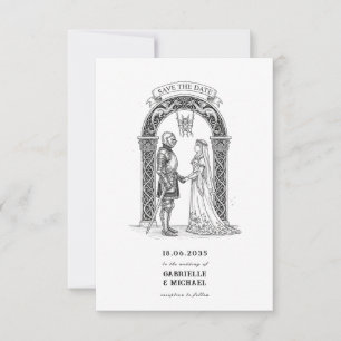 Mediaeval Gothic Knight Bride Groom Arch Save The Date