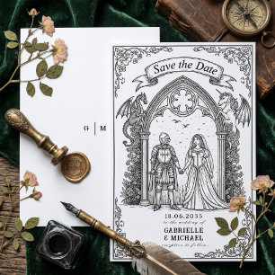 Mediaeval Gothic Knight Bride Groom Save The Date