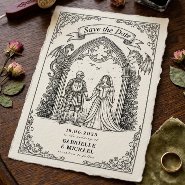 Mediaeval Gothic Knight Bride Groom Save The Date (Creator Uploaded)