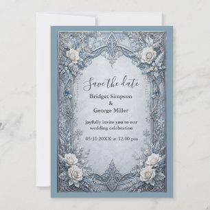 Mediaeval Gothic Winter Ice Silver Wedding Invitation