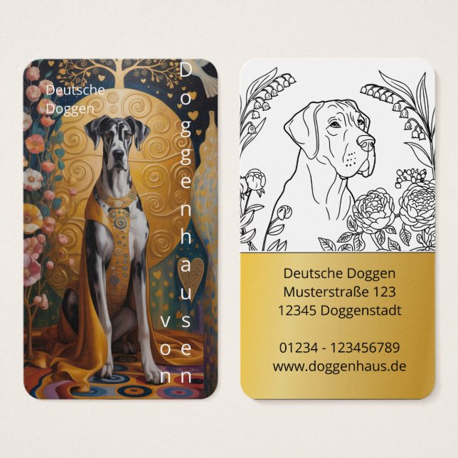 Mediaeval Great Dane Art Business Cards (Front & Back)
