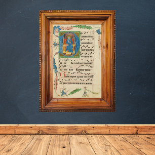 Mediaeval Gregorian Chant Manuscript Sheet Music Poster