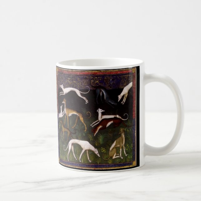 Mediaeval Greyhound Dogs in the Deep Woods Coffee Mug (Right)