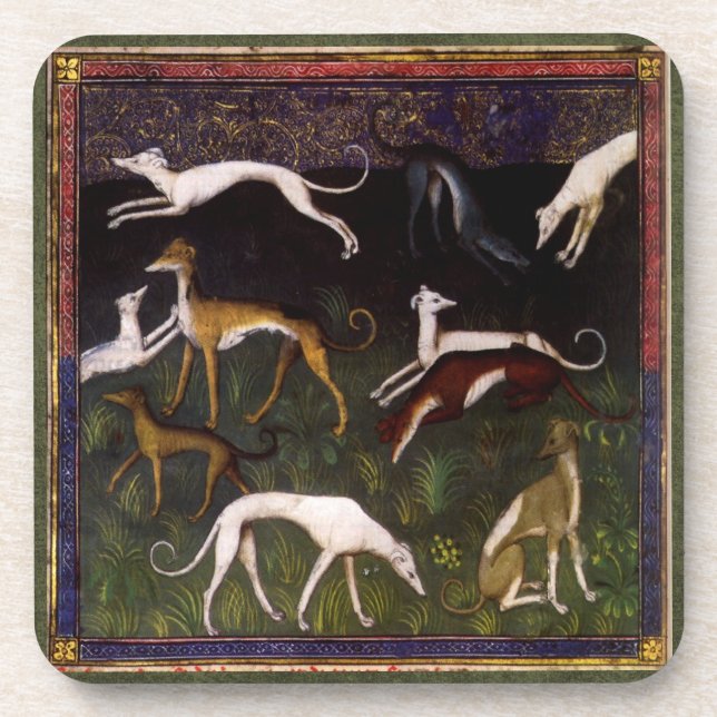 Mediaeval Greyhounds in the Deep Woods Coaster (Front)