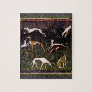 Mediaeval Greyhounds in the Deep Woods Jigsaw Puzzle