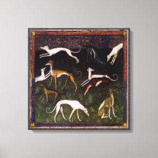 Mediaeval Greyhounds in the Forest Canvas Print