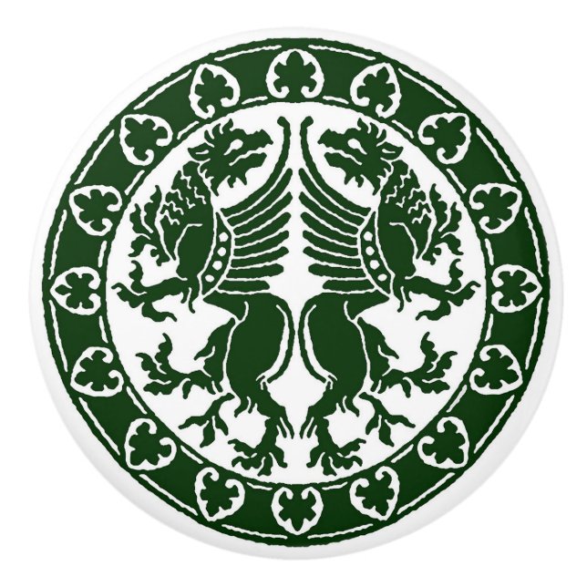 Mediaeval Griffins Ceramic Knob (Front)