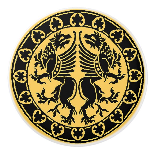 Mediaeval Griffins Ceramic Knob (Front)