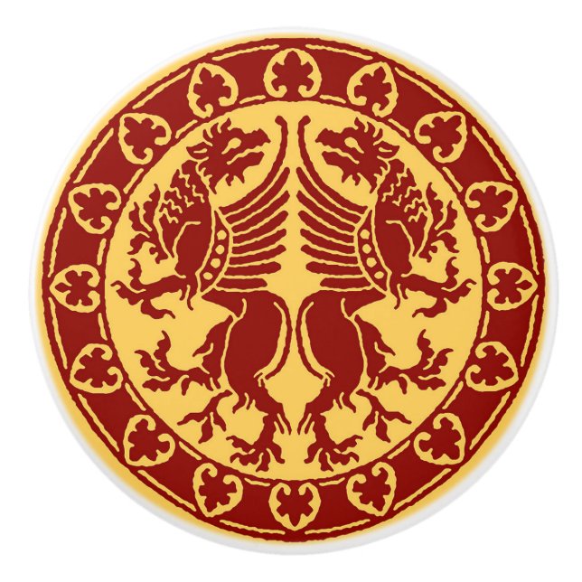 Mediaeval Griffins Ceramic Knob (Front)