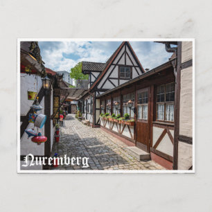 Mediaeval half-timbered shops in Nuremberg, German Postcard