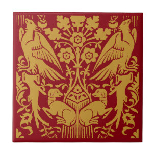Mediaeval Hawk And Hound Pattern Tile