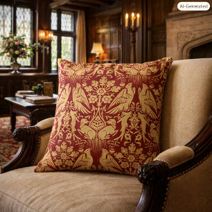 Mediaeval Hawks & Hounds Print Pattern Cushion