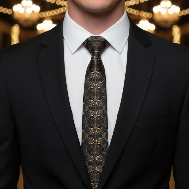 Mediaeval Heraldic Black and Gold Tie (Creator Uploaded)