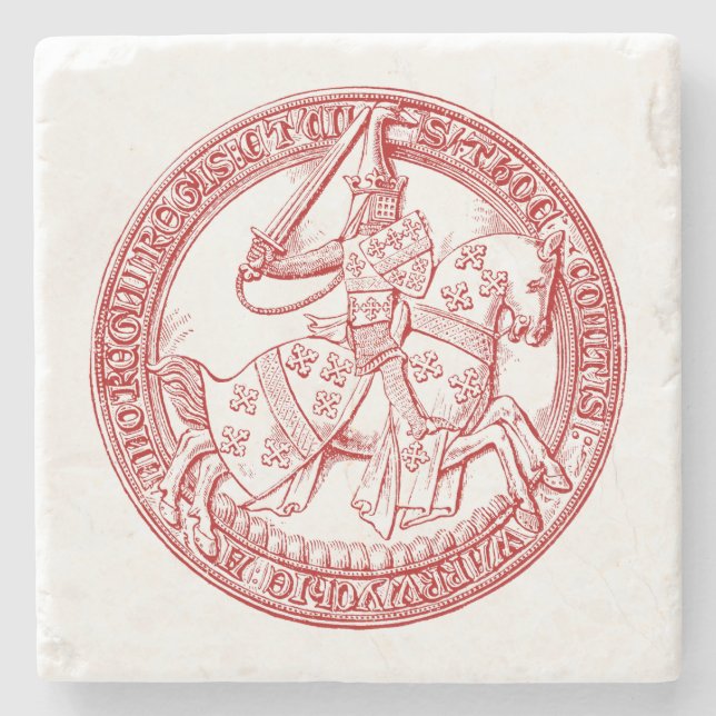 Mediaeval Heraldry Seal of Thomas de Beauchamp Stone Coaster (Front)