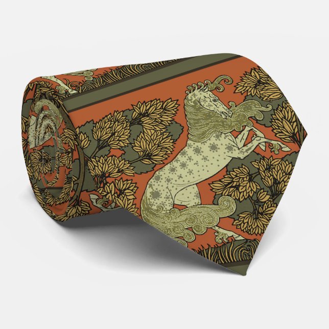 Mediaeval Horse Artwork Raphaelite Painting Tie (Rolled)