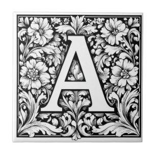 Mediaeval Illuminated Letter A Tile