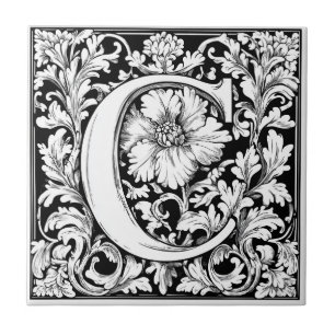 Mediaeval Illuminated Letter C Tile