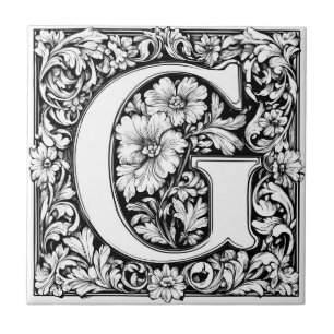Mediaeval Illuminated Letter G Tile