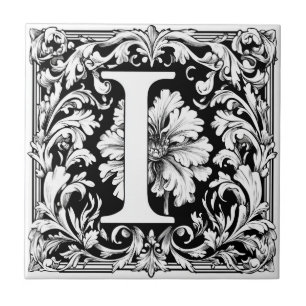 Mediaeval Illuminated Letter I Tile