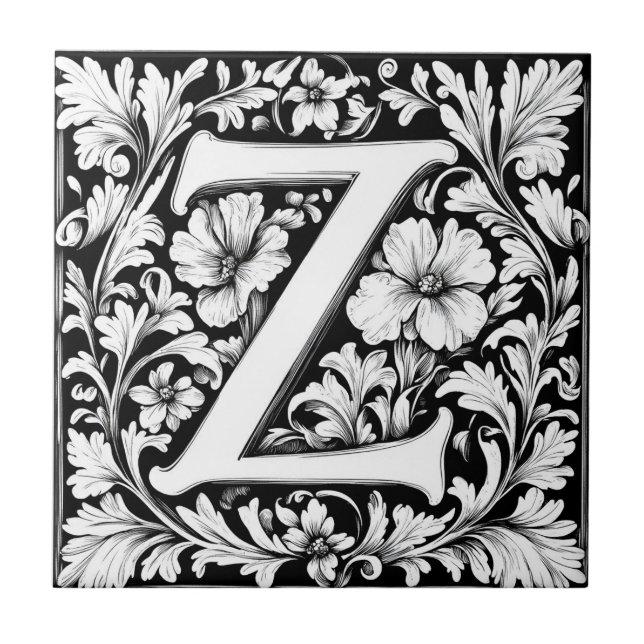 Mediaeval Illuminated Letter Z Tile (Front)