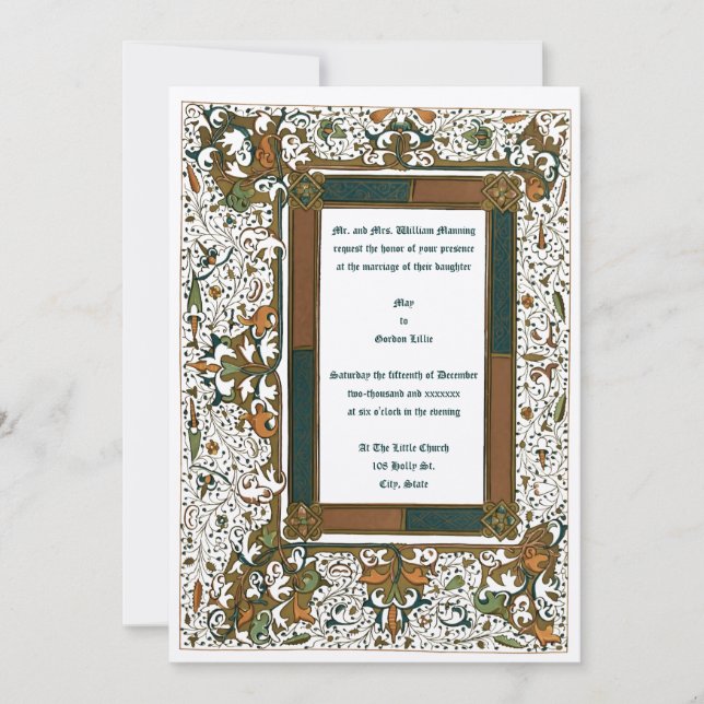 Mediaeval Illuminated Wedding Invitations Template (Front)