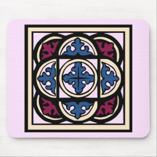 Mediaeval Illumination Blue Acanthus Leaves in Arc Mouse Pad