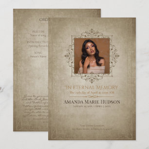 Mediaeval-Inspired Elegant 1-Photo Memorial Invitation
