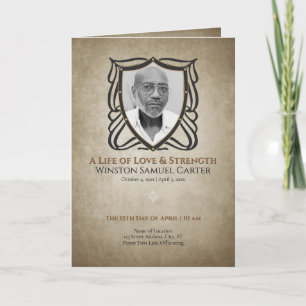 Mediaeval‑Inspired Shield 5 Photo Collage Funeral Invitation