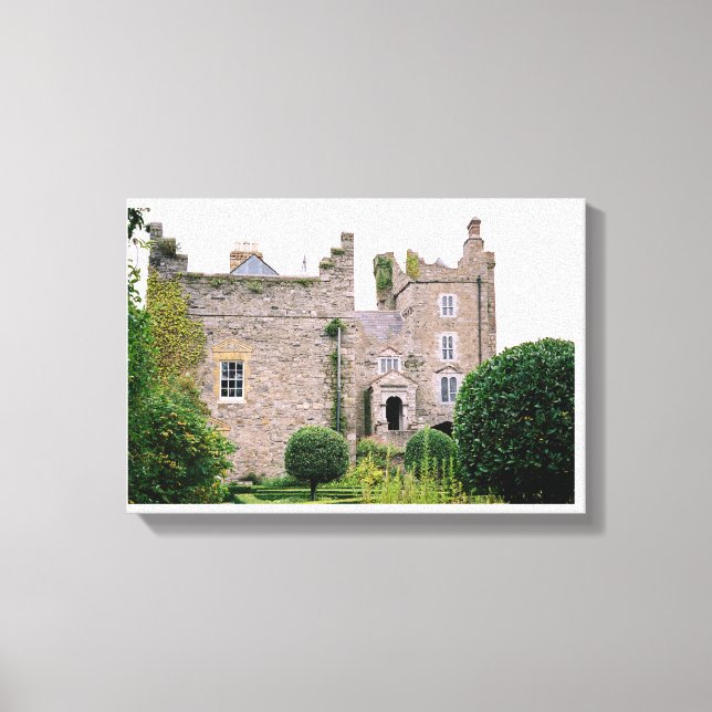 Mediaeval Irish castle, antique garden & tower Canvas Print (Front)
