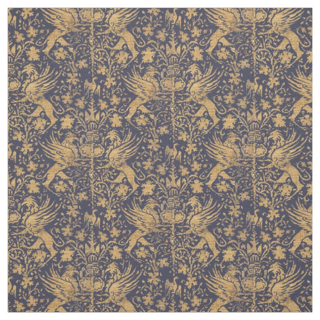 Mediaeval Italian Griffons at Fountain Pattern Fabric (Swatch)